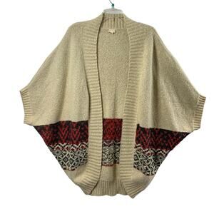 Hem & Thread Cardigan Womens Large Boho Aztec Print Open Front Sweater